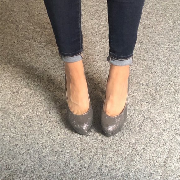 Michael Kors Grey Glitter Platform Heels - Picture 2 of 9